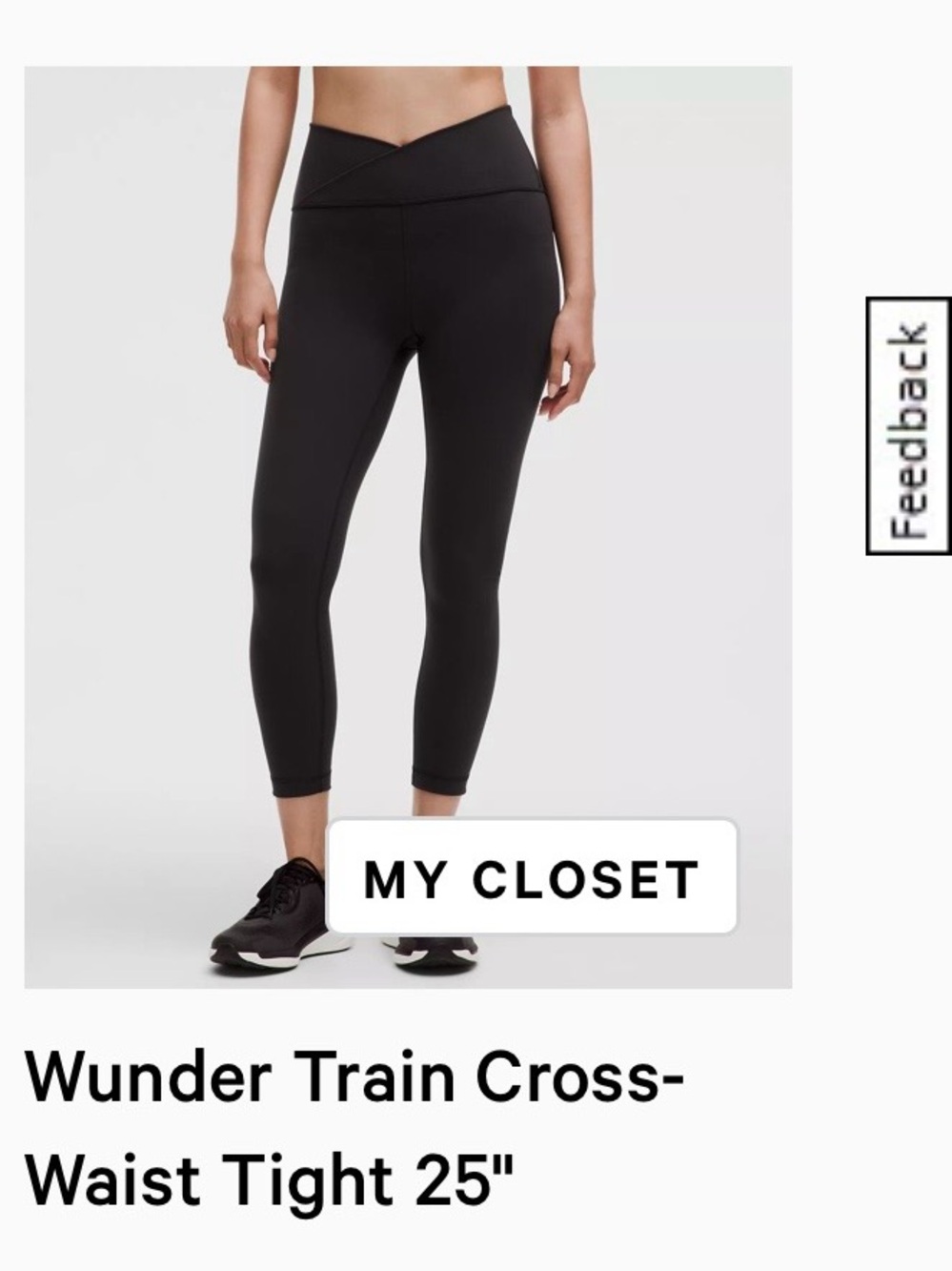 lululemon athletica Wunder Train Cross-Waist Tight 25" — Black